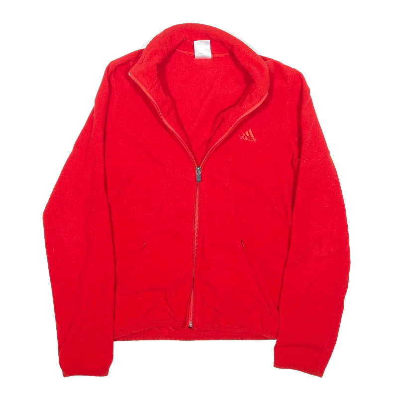 ADIDAS Fleece Jacket Red Womens UK 14