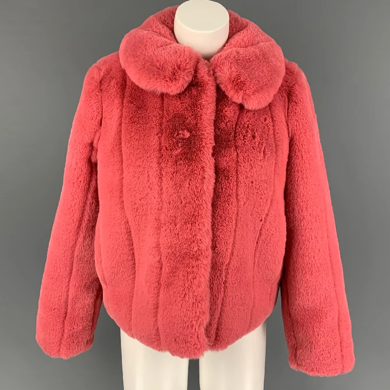 ALICE + OLIVIA Size XS Pink Polyester Textured Faux Fur Jacket