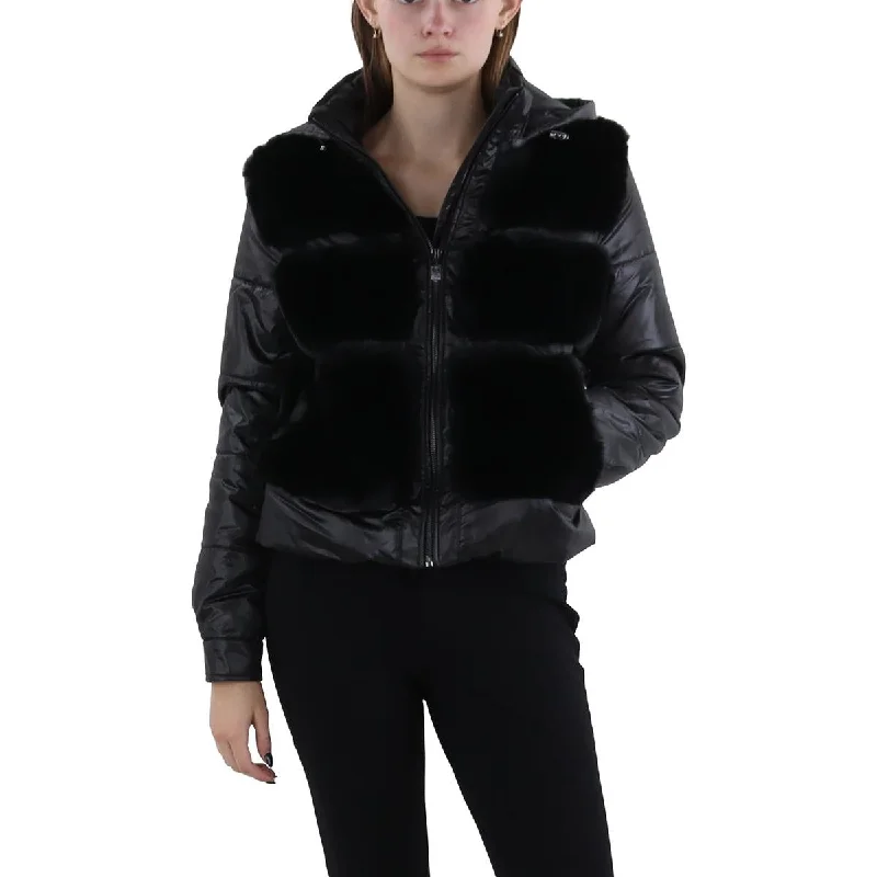 Womens Faux Fur Cold Weather Puffer Jacket