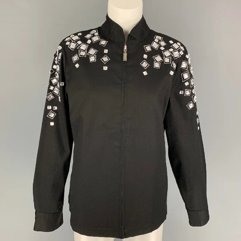 BOB MACKIE Size S Black Silver Cotton Embellishment Jacket