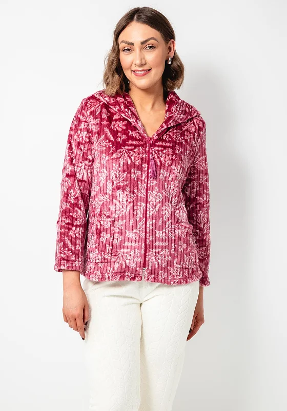 Marlon Floral Fleece Zip Bed Jacket, Pink