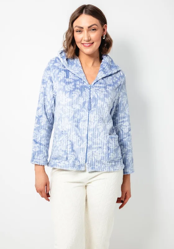 Marlon Floral Fleece Zip Bed Jacket, Blue