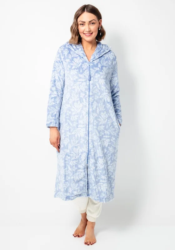 Marlon Fleece Floral Zip Long Bed Jacket, Blue