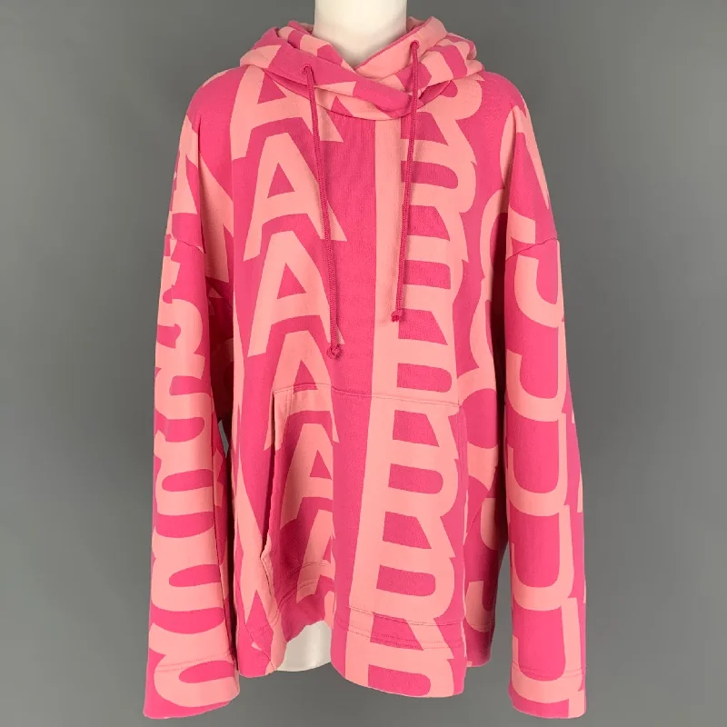 MARC JACOBS Size S Pink Cotton Monogram Hoodie Jacket