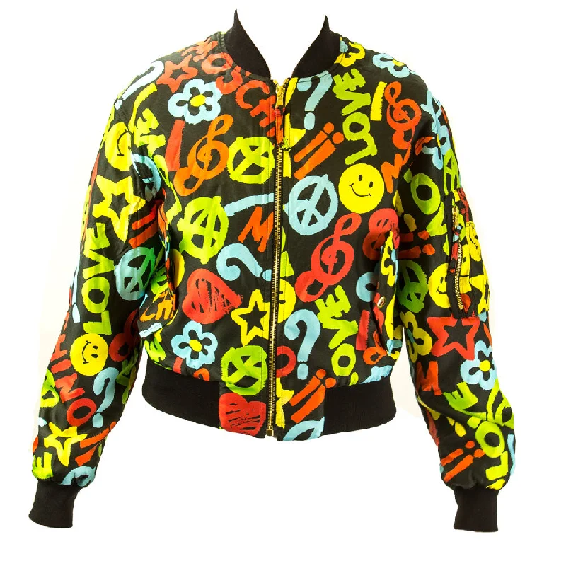 Moschino Couture Bomber Jacket IT 46 Black Multi