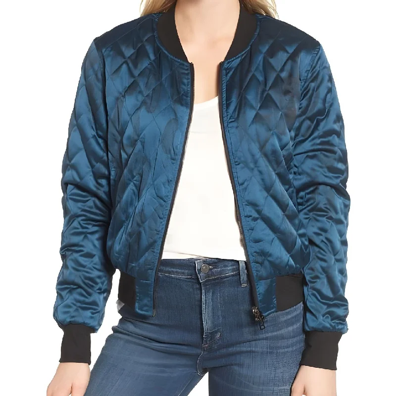 PAM & GELA Women's Blue Reversible Saphir Baseball Jacket #SA5849 NWT