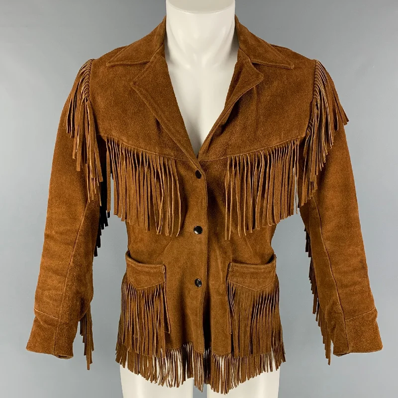 PARKER Size M Cognac Fringe Western Jacket