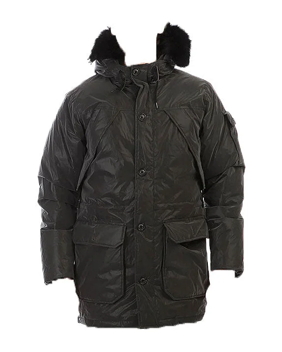 Penfield Women's Black Reflective Hoosac Real Fur Hood Jacket Size S NWT