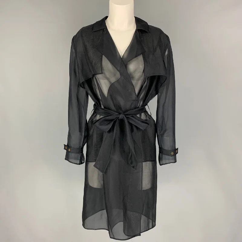 PORTS 1961 Size 8 Black See Through Notch Lapel Jacket