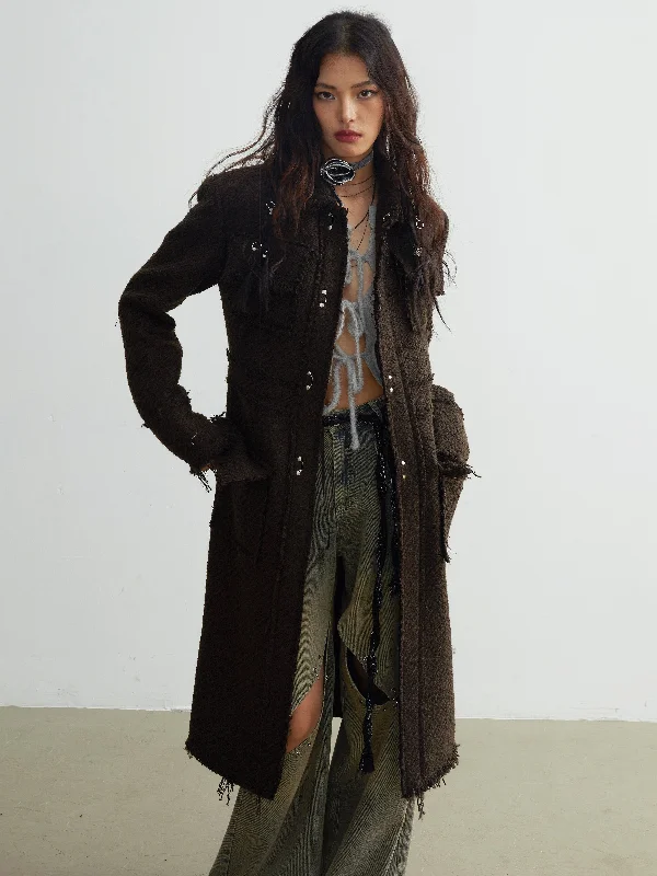 Refined Tweed Texture Longline Jacket