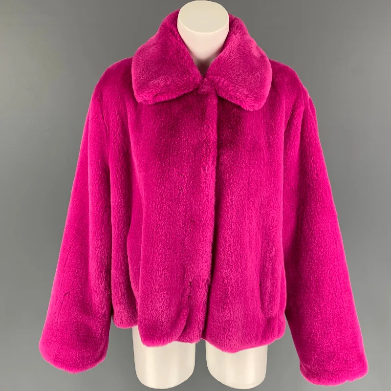 STAND STUDIO Size M Pink Faux Fur Notch Lapel Marcella Jacket