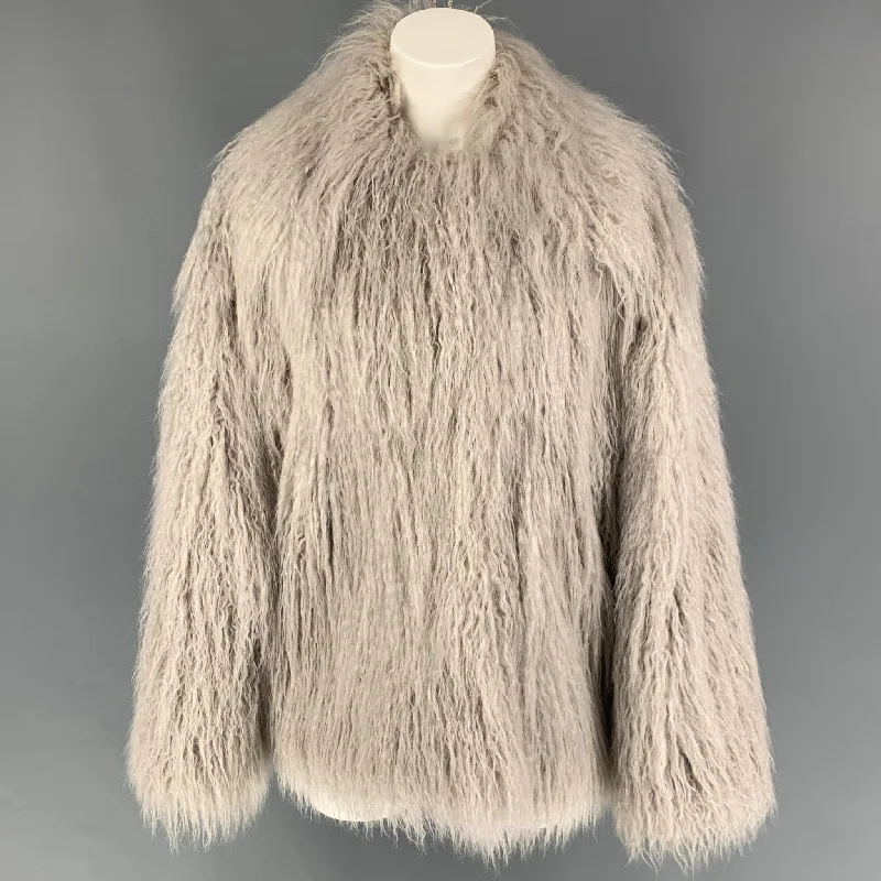 STELLA McCARTNEY Size M Grey Faux Fur Modacrylic Jacket