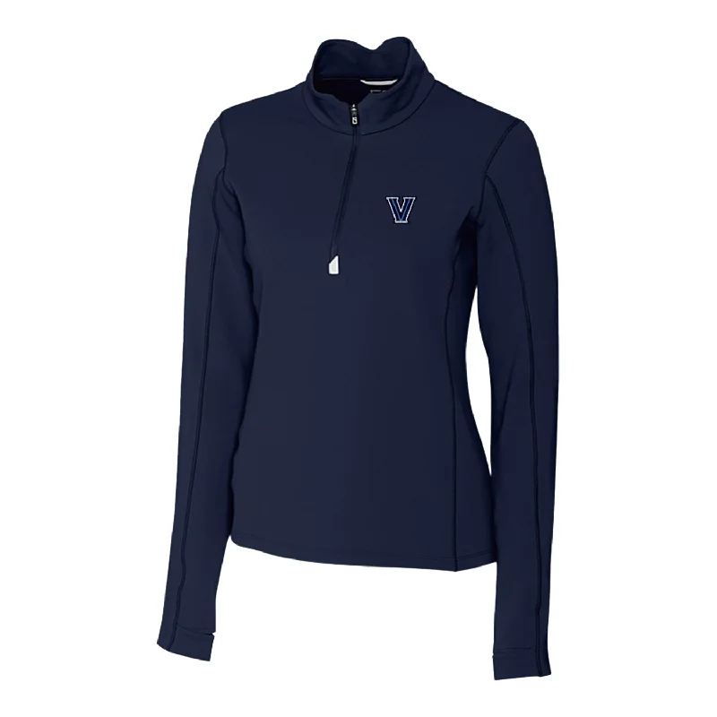 Ladies Villanova Wildcats Cutter & Buck Traverse Strech Navy 1/4 Zip Jacket