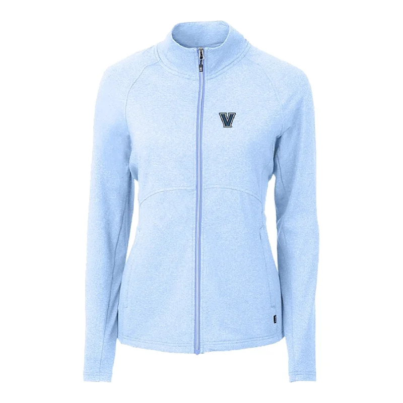 Ladies Villanova Wildcats Cutter & Buck Adapt Eco Knit Heather Blue Full Zip Jacket