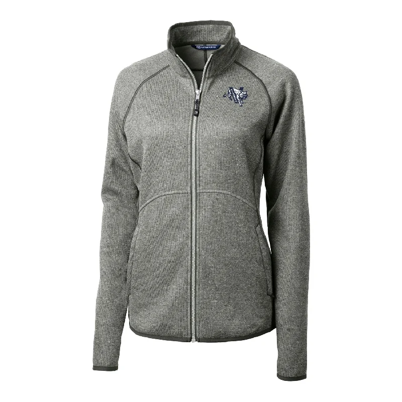 Ladies Villanova Wildcats Cutter & Buck Mainsail Sweater-Knit Grey Full Zip Jacket