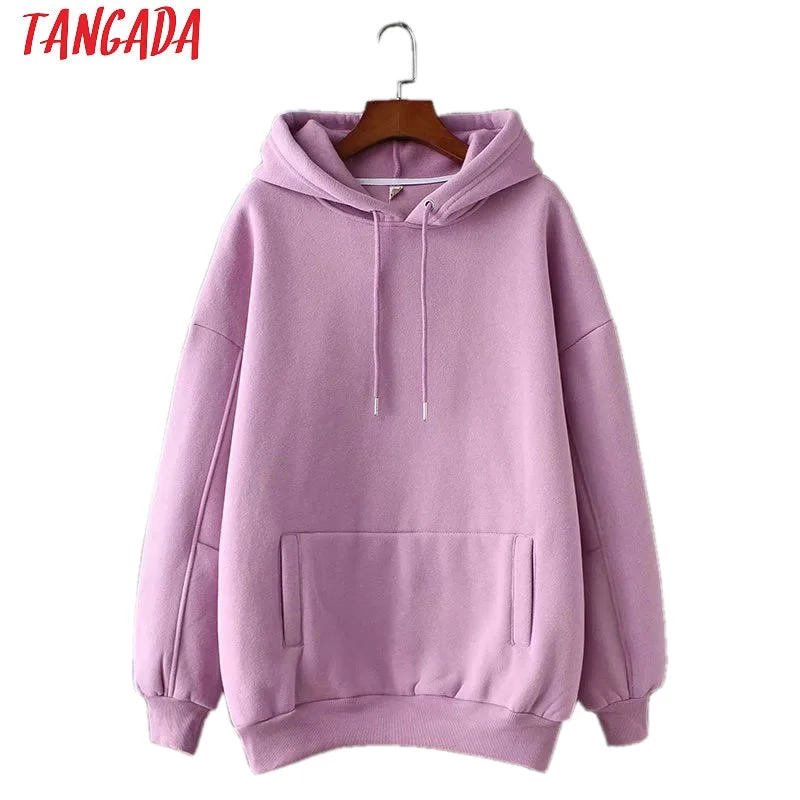 Women fleece hoodie sweatshirts winter japanese fashion Oversize ladies pullovers warm pocket hooded jacket