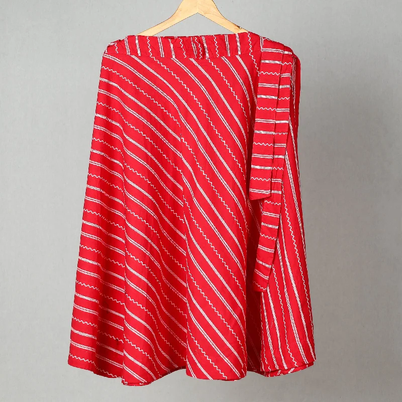 Red - Jacquard Cotton Wrap Around Skirt 05