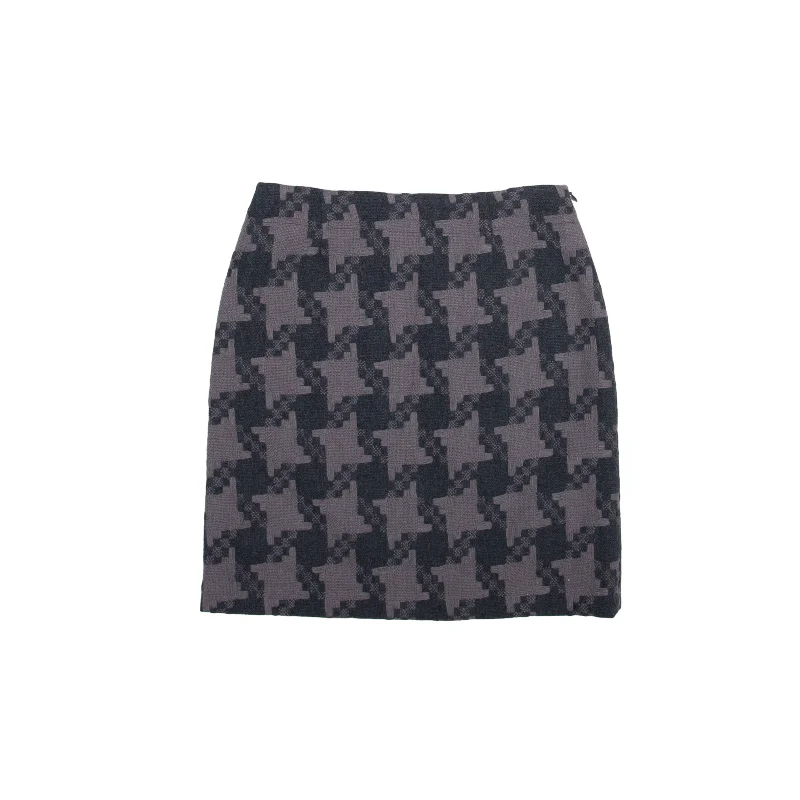 BODEN Short Pencil Skirt Grey Wool Houndstooth Womens UK 8