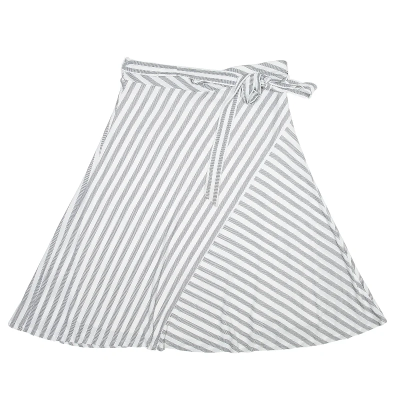 CALVIN KLEIN Knee Length Wrap Skirt Grey Striped Womens L