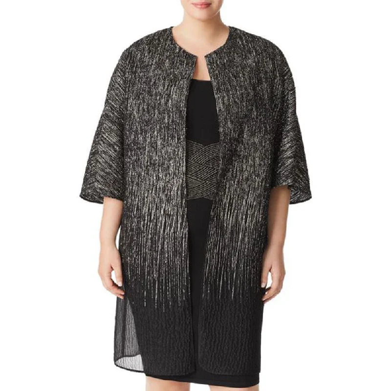 MARINA RINALDI Women's Black Festival Metallic Jacket $2455 NWT