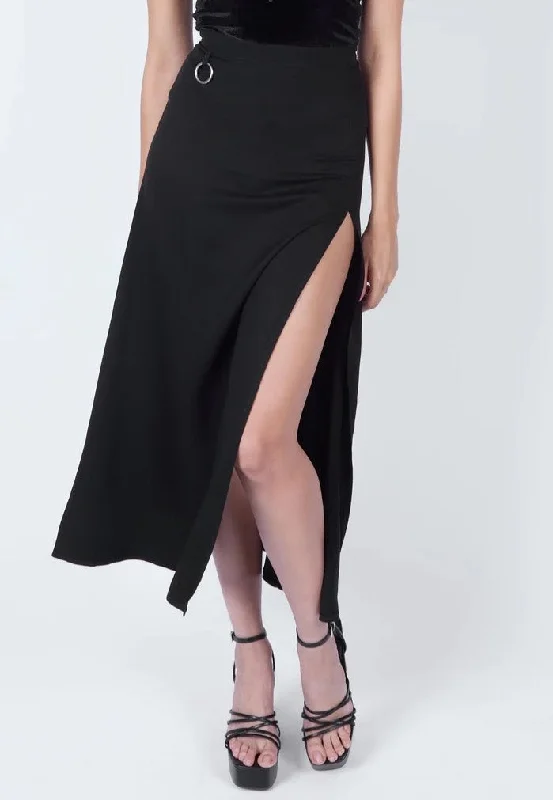 Mary Wyatt - Sofia O Ring Split Black - Skirt