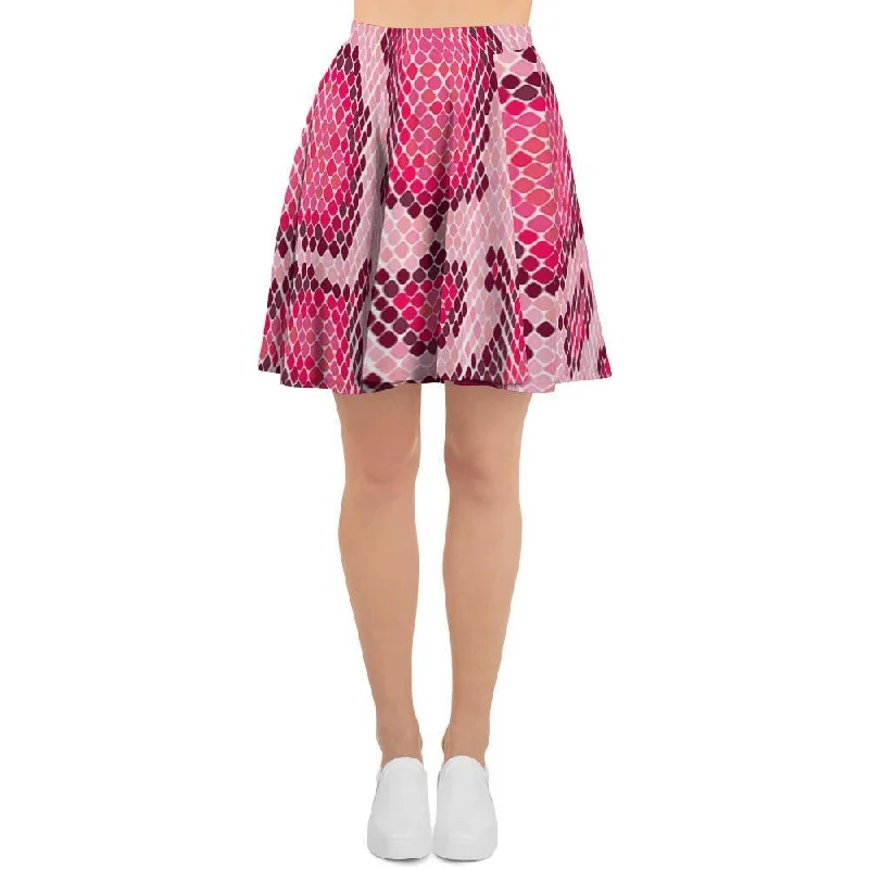 Pink Snakeskin Print Women's Skirt