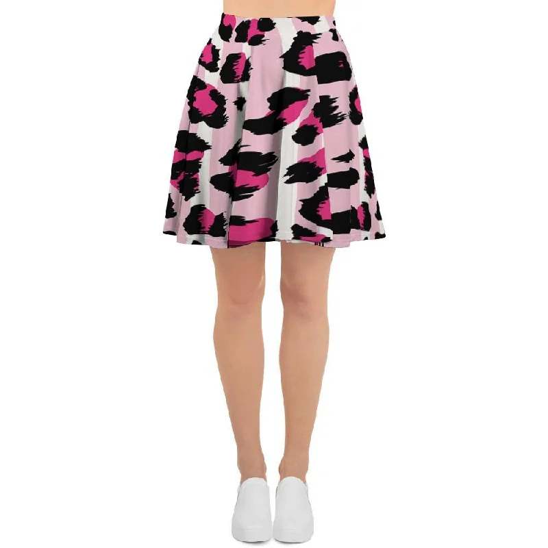 Pink Striped Leopard Women's Skirt