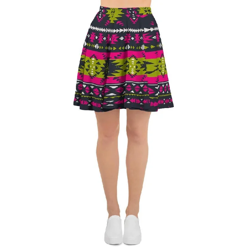 Pink Tribal Aztec Grunge Women's Skirt