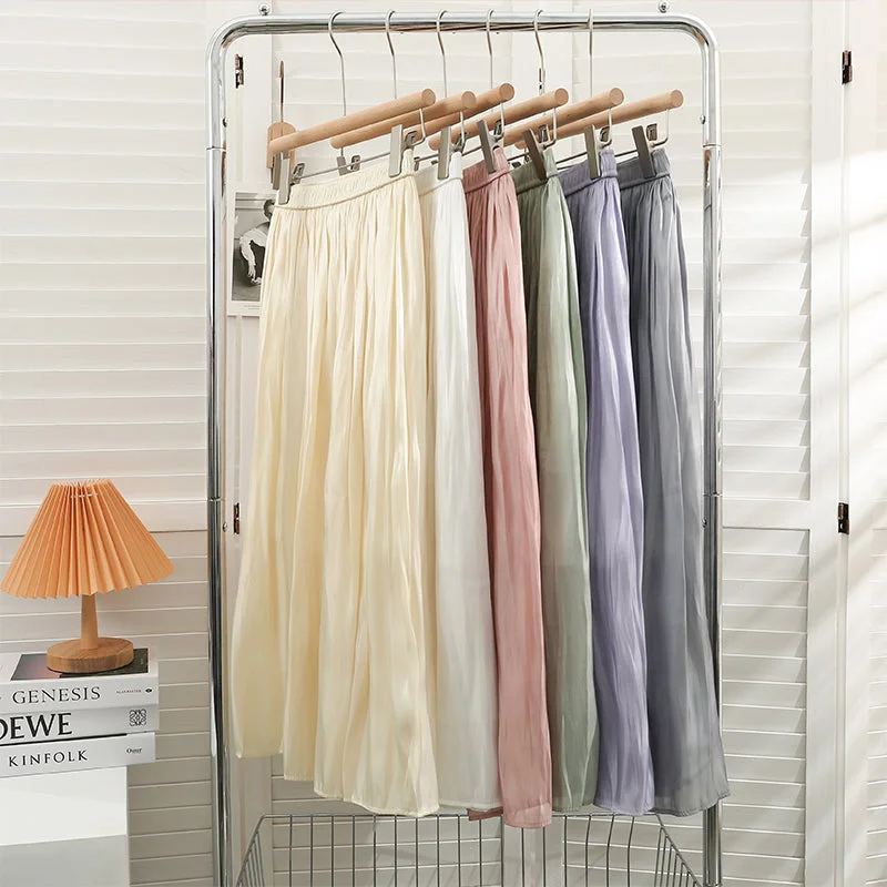 Satin Shine Midi Skirt (7 Colors)