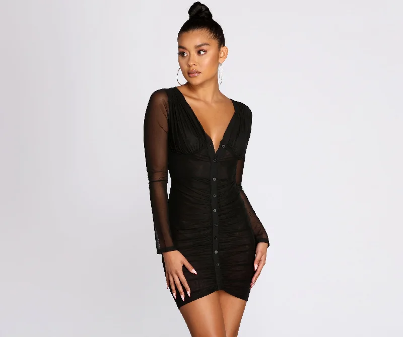 Talk Of The Town Ruched Mini Dress